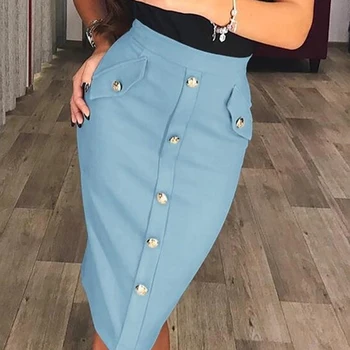 

Harajuku Autumn Skirts Women High Waist Solid Button Skirts Vintage Slim Female Skirts Saias Midi Jupe Femme Streetwear