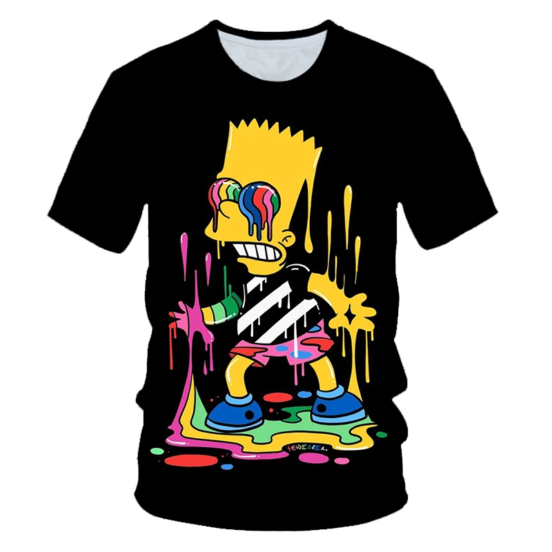 Коллекция года, футболка с 3D рисунком «черный человек», «скейтборд Симпсон» летние крутые модные футболки с короткими рукавами для мальчиков и девочек - Цвет: picture color