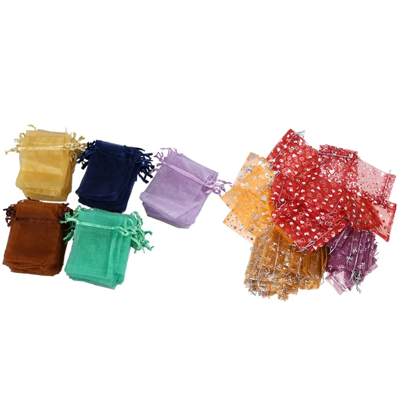 100 Mixed Organza Gift Bags Jewellery Pouch 13cm X 10cm T1 