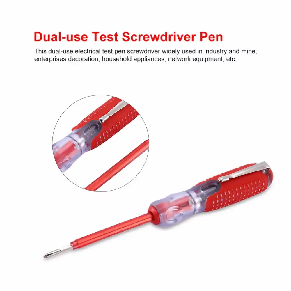 100-500V Dual-use Test Pen Screwdriver Durable Insulation Electrician Home Tool Test Pencil Electric Tester Pen Tool-Red