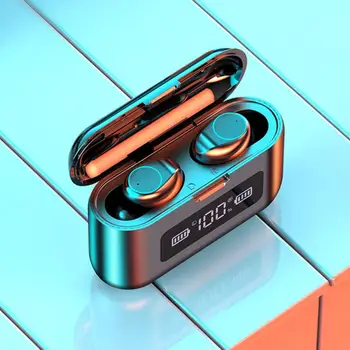 

F9 wireless bluetooth headset light carving digital display touch 2 generation 5.0 invisible sports bluetooth headset Earphone