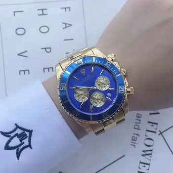 

brand fashion classic quartz mens watch 2020 chronograph rubber belt date wristwatch rose gold metal watch men 123