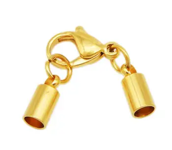 

Stainless Steel Lobster Claw Cord Clasp, plated, different size and color for choice & with end cap, steel color, Sold By Lot