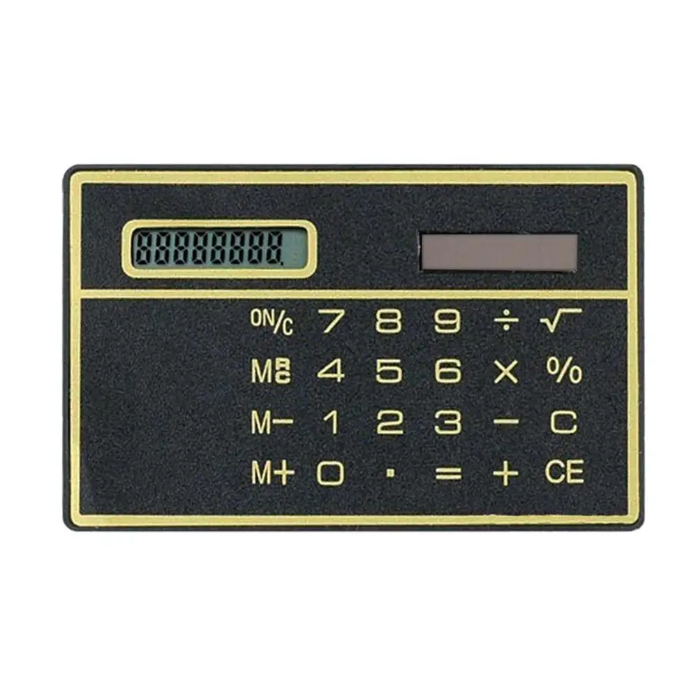 8-значный ультра тонкий калькулятор на солнечных батареях с Сенсорный экран дизайн кредитной карты Портативный мини калькулятор для Бизнес школы - Цвет: Черный