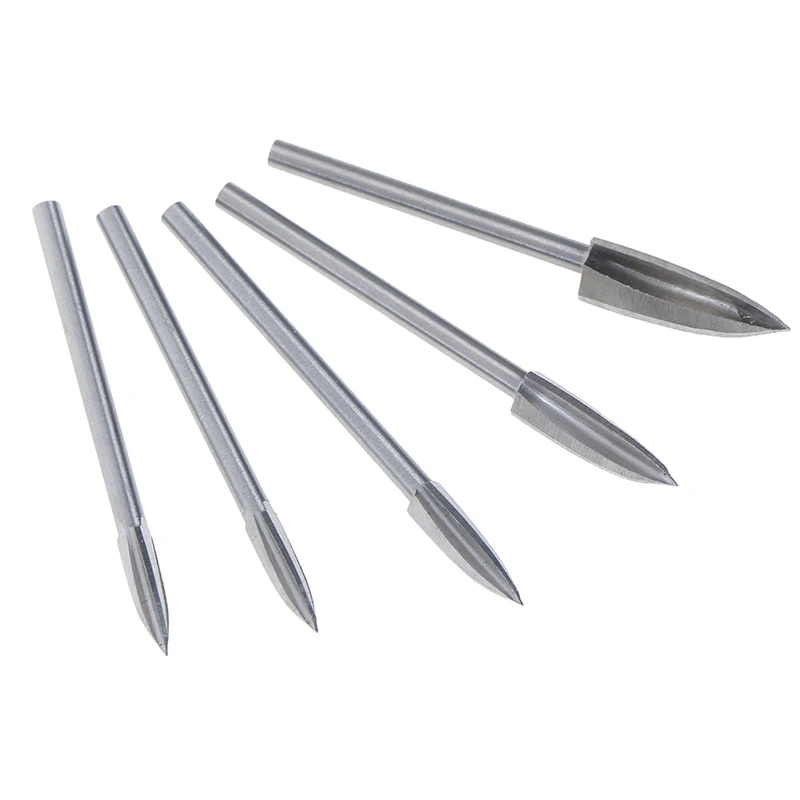 

3mm Shank 5Pcs 3-8mm Milling Cutters White Steel Sharp Edges Woodworking Tools Three Blades Wood Carving Knives