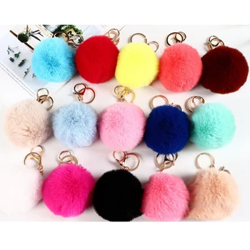 

1PCS Rsimulation Fur Ball Fluffy Pom Pom Keychains Keyring PomPom Multipurpose Car Key Chain for Women Charm Bags Accessories
