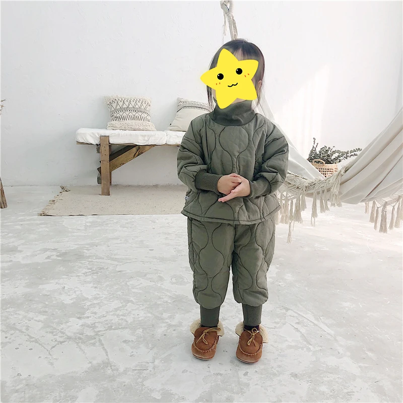 Теплый Зимний Детский костюм, комплект одежды, куртка из двух предметов для мальчиков и девочек зимний хлопковый костюм для прогулок