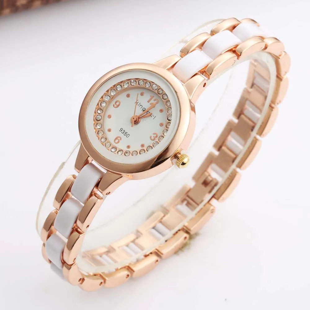 Модные повседневные женские часы розовое золото женские s часы со стразами кварцевые часы женские часы relogio feminino - Цвет: 039350white