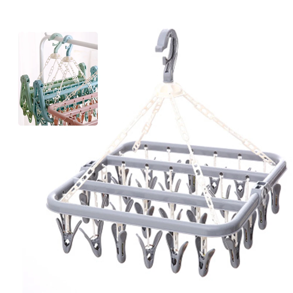 Blue SAXTEL Hanger 32 Pegs In//outdoor Folding Flexible Washing Laundry Dryer Socks Multifunctional Hanging Rack Underwear