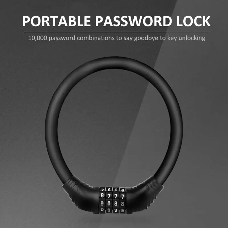 Bicycle Lock Mountain Bike 4 Digit Password Anti-theft Portable Security Steel Chain Motorcycle Universal | Спорт и развлечения