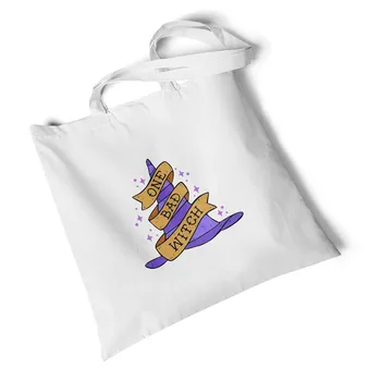 

Focal20 Streetwear Cartoon Devil Print Lady Canvas Bag Environmental Large Tote Shopping Bag Foldable Storage Travel Bag Handbag