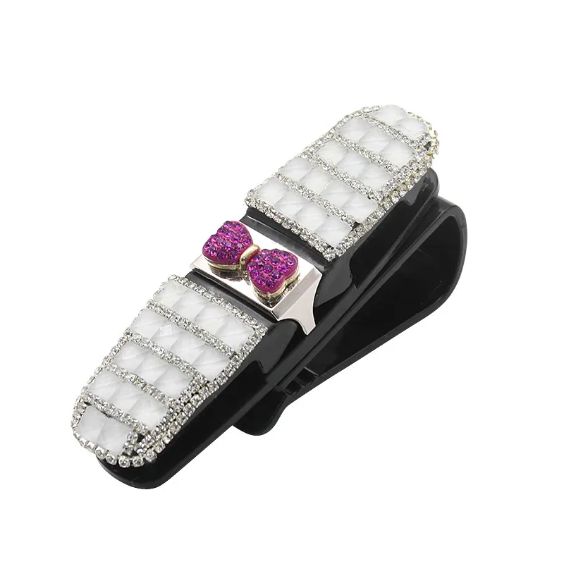 E-FOUR держатели для очков для автомобиля солнцезащитный козырек Bling Diamond солнцезащитные очки крепление для очков с билетной картой зажим для автомобилей транспортных средств - Название цвета: 02