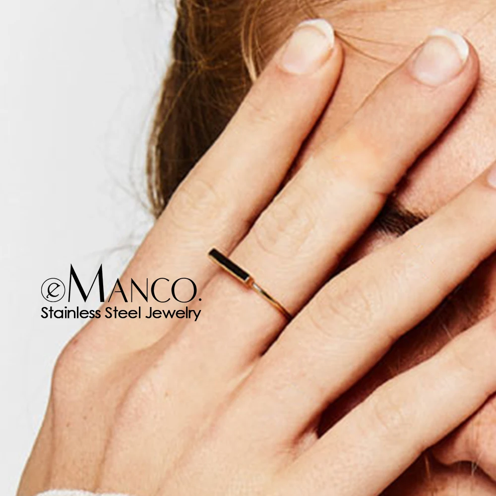 eManco 316L Stainless Steel Rings for women luxury Gold Color Simple Midi Fashion Jewelry | Украшения и аксессуары