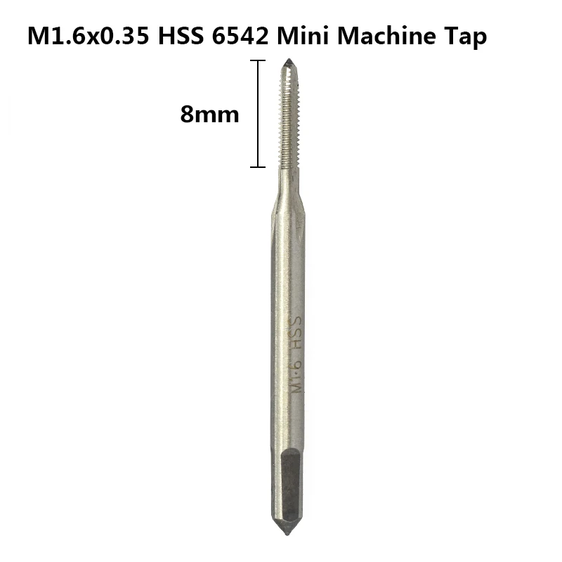 1 шт. HSS 6542 метрический резьбовой кран M1 M1.2 M1.4 M1.6 M1.7 M1.8 мини-сверло Прямой Флейта машина винтовой кран - Цвет: M1.6x0.35