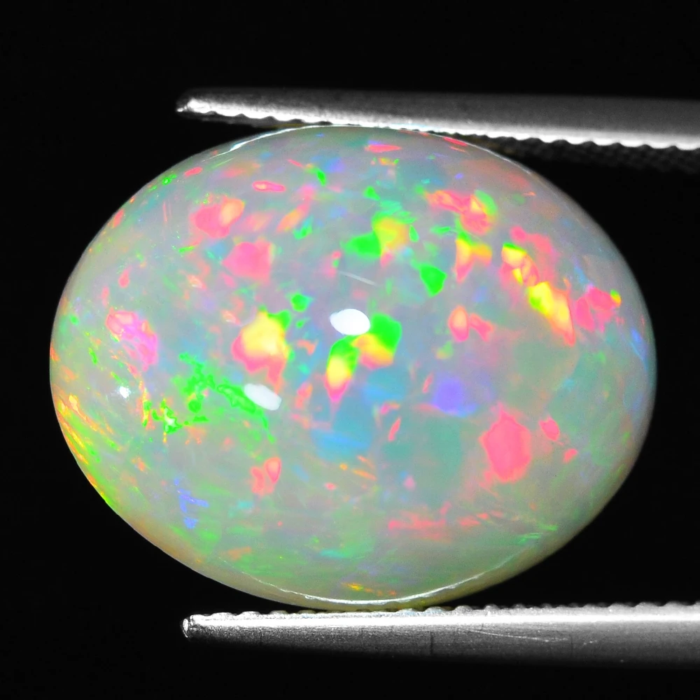 Beautiful 0.65 Ct Ethiopia 5x7mm Natural White Oval Opal Cabochon Loose Gemstone