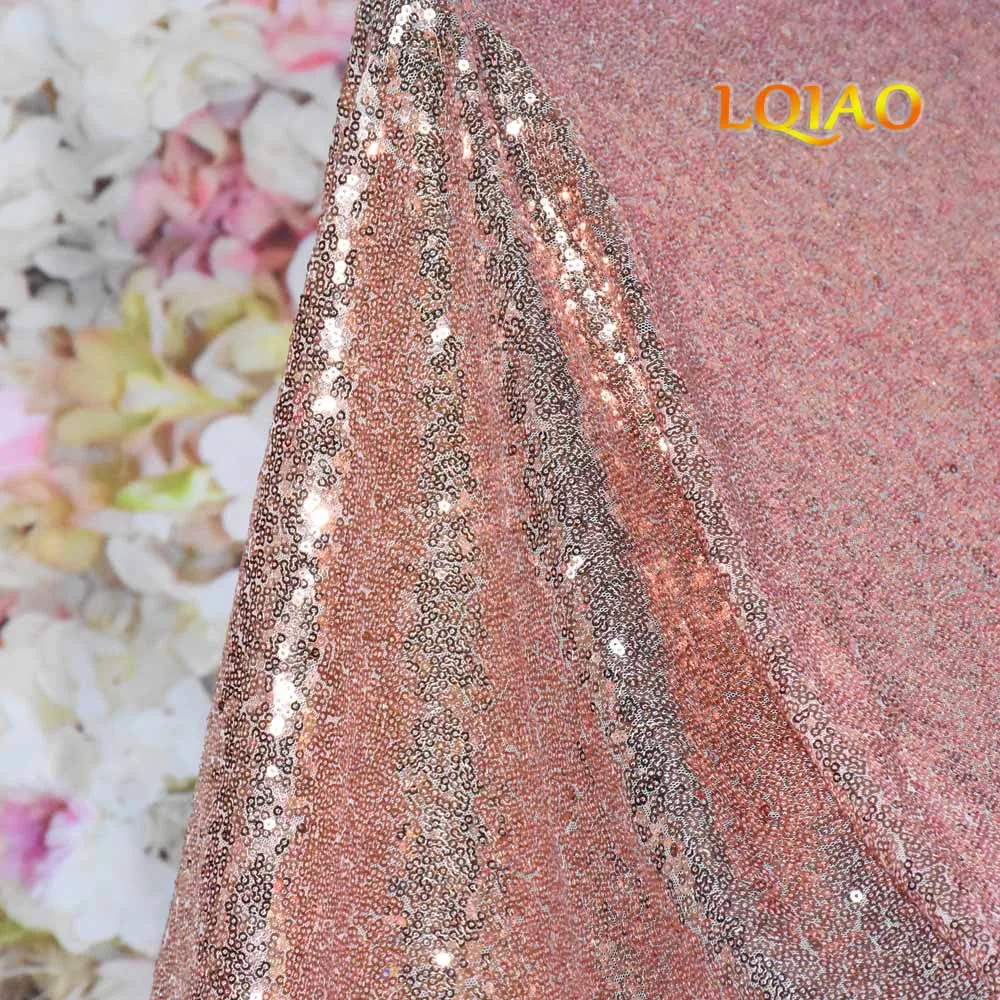 Royaltime Shimmer темно-зеленая ткань с блестками на 0,5 ярд двусторонний стрейч вышитая сетка африканская кружевная ткань для платья шитья - Цвет: Rose Gold