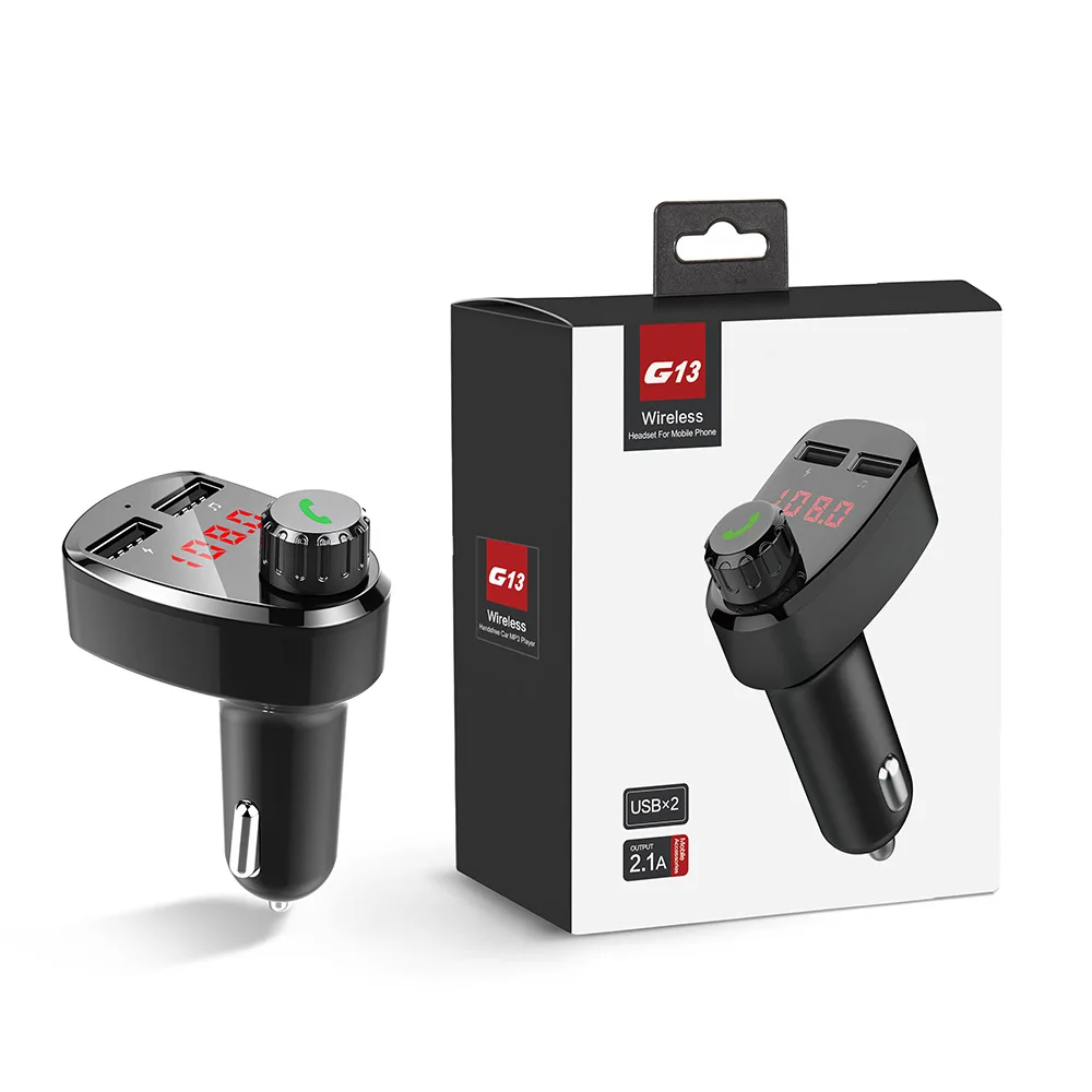 New G13 Car Handsfree Wireless Bluetooth Kit FM Transmitter LCD Car MP3 Player USB Charger FM Modulator Car Accessories