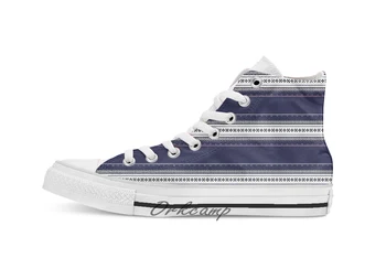 

Scandinavian Striped Custom Casual High Top lace-up Canvas shoes sneakers Drop shipping