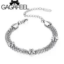 GAGAFEEL, романтичный многослойный браслет-цепочка, женский шарм, многослойная цепочка, широкий браслет, нержавеющая сталь, Маргаритка, цветок, браслеты