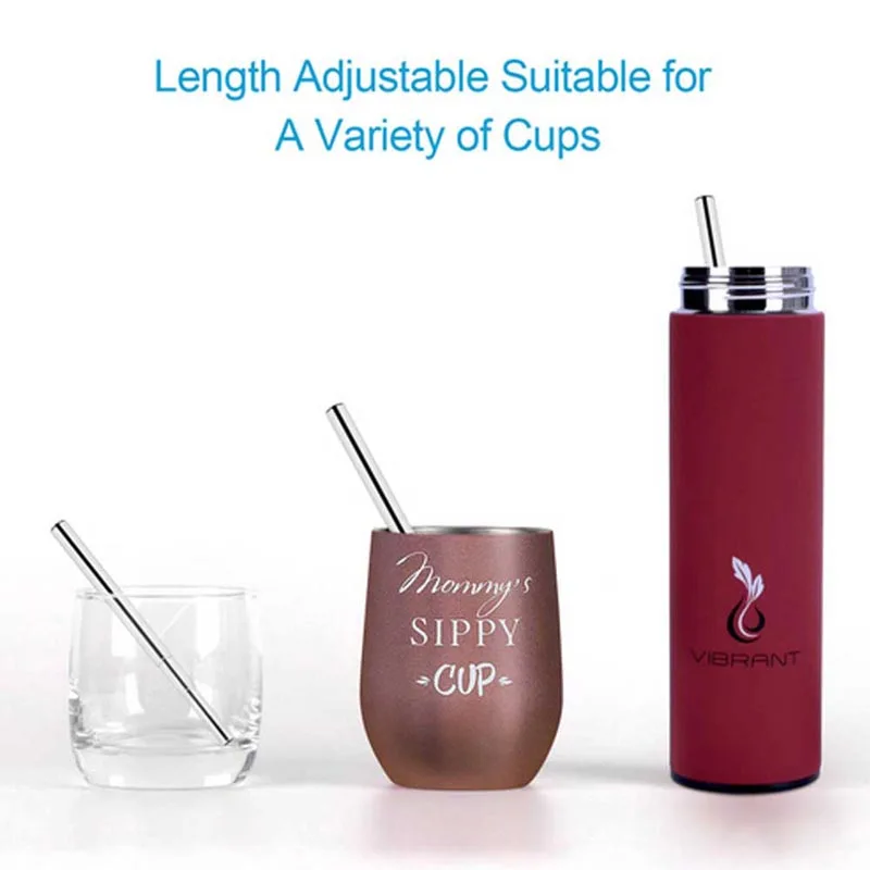 Telescopic Food-Grade Stainless Steel Drinking Straws Portable Reusable Metal Drinking Straw with Travel Case& Cleaning Brush