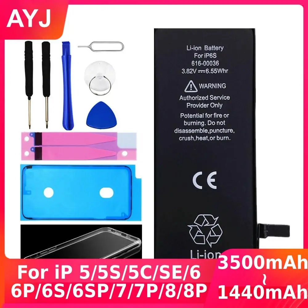 AYJ 2019 High Quality Battery for iPhone 6 6S 5 5S 5C SE 7 8 Plus 1