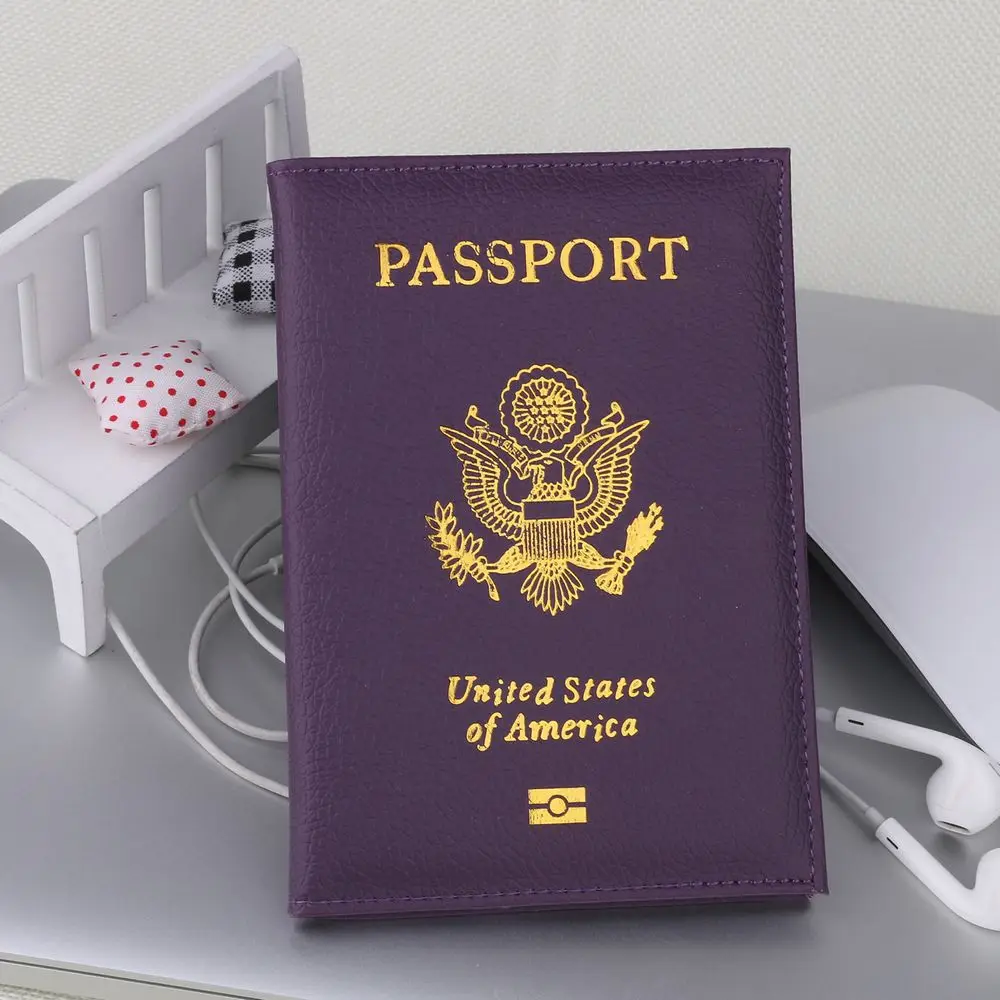 TRASSORY путешествия личи шаблон кожа США Обложка для паспорта США Rfid защита Кредитная карта чехол держатель для паспорта - Цвет: Purple