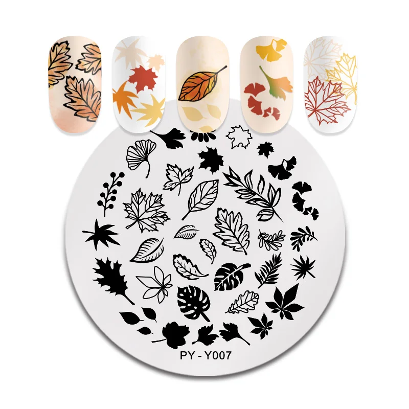 

PICT YOU Round Nail Stamping Plates Flower Patterns Stamp Templates Stainless Steel 6cm * 6cm Nail Art Image Plate Y007