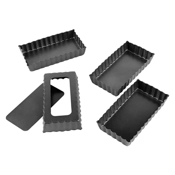 

4 Pack Mini Tart Pan with Removable Bottom,4.5 Inch Square, Cake Baking Tray Nonstick Quiche Pan, Quiche Pan