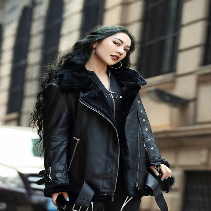 

100% Real Sheepskin Coat Female Natural Sheep Shearling Fur Coats 2020 Winter Jacket Women Genuine Leather Jackets Hiver LW2510