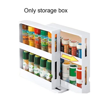 

Storage Rack Home Cupboard Multifunctional Slide Large Space Saving Rotating Shelf Desktop Kitchen Cabinet PP Spice Organizer
