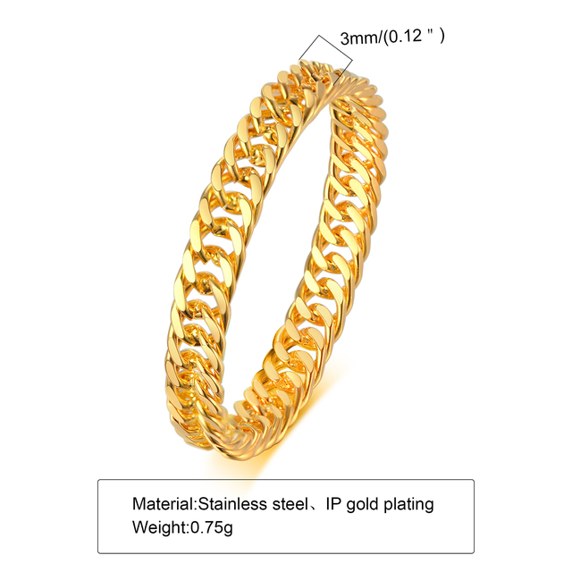 Ring, Curb Chain Ring, Stainless Steel Miami Link Rings,Streetwear Fashion Hip Pop Cool Ring, Everyday Jewelry 3 to 7 MM