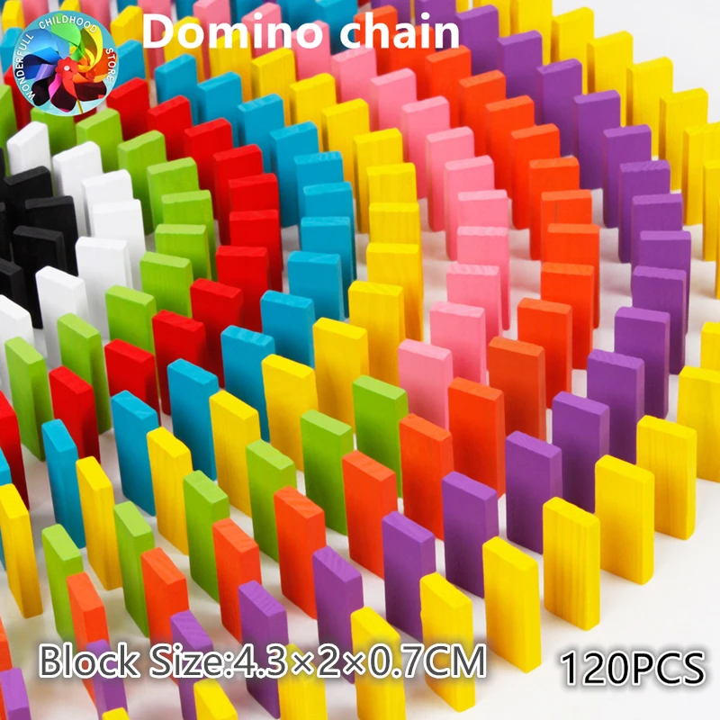 

Domino Toys Children Wooden Colored Blocks Kits Early Learning Dominoes Games Educational Children Gift