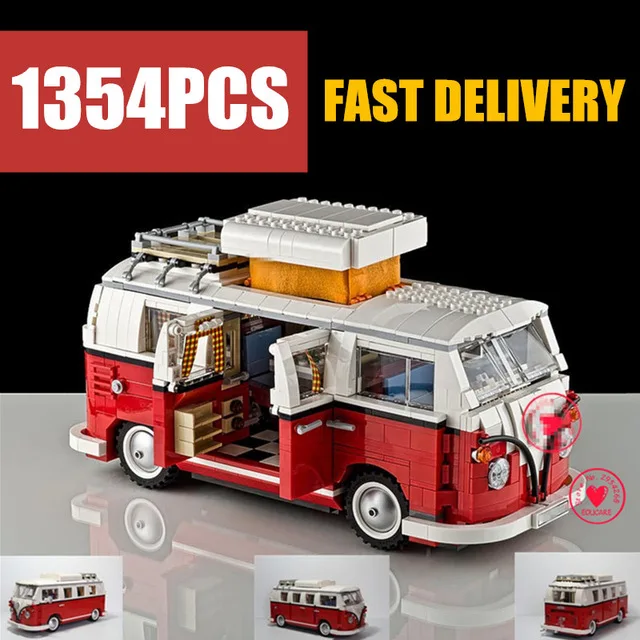 

NEW 1354PCS Technic LED Camper Creator Car Van T1 Fit Legoings Technic Model Building Block Bricks Diy Toys Gift Kid Cars Boys