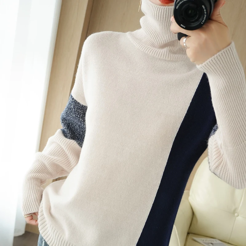 2020 New Cashmere Sweater Women's High-Neck Color