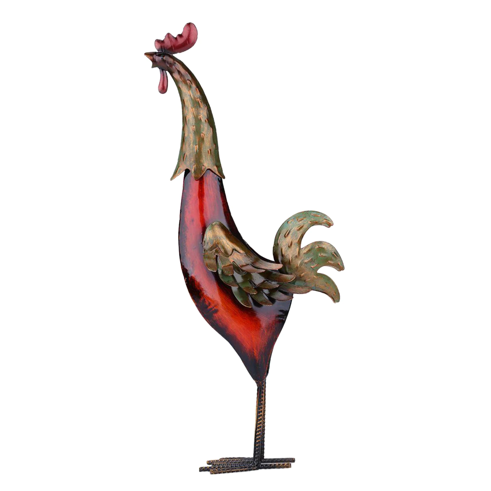 Iron Rooster Outdoor Garden Ornament Statue Sculpture Table Decoration