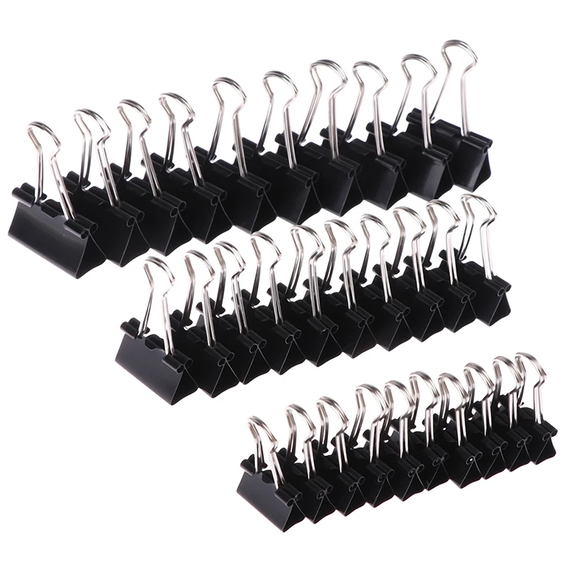 Negro Clips de carpeta metálicos notas carta Clip de papel suministros de oficina para asegurar Clips 19mm/ 25mm/ 32mm