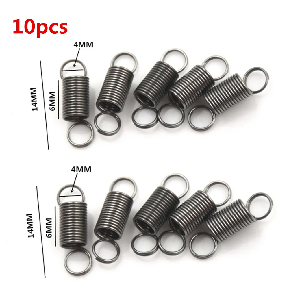 Resorte de tensión pequeño de acero inoxidable con gancho para juguetes de bricolaje extensibles, 14mm, 30mm, 10 unidades por lote