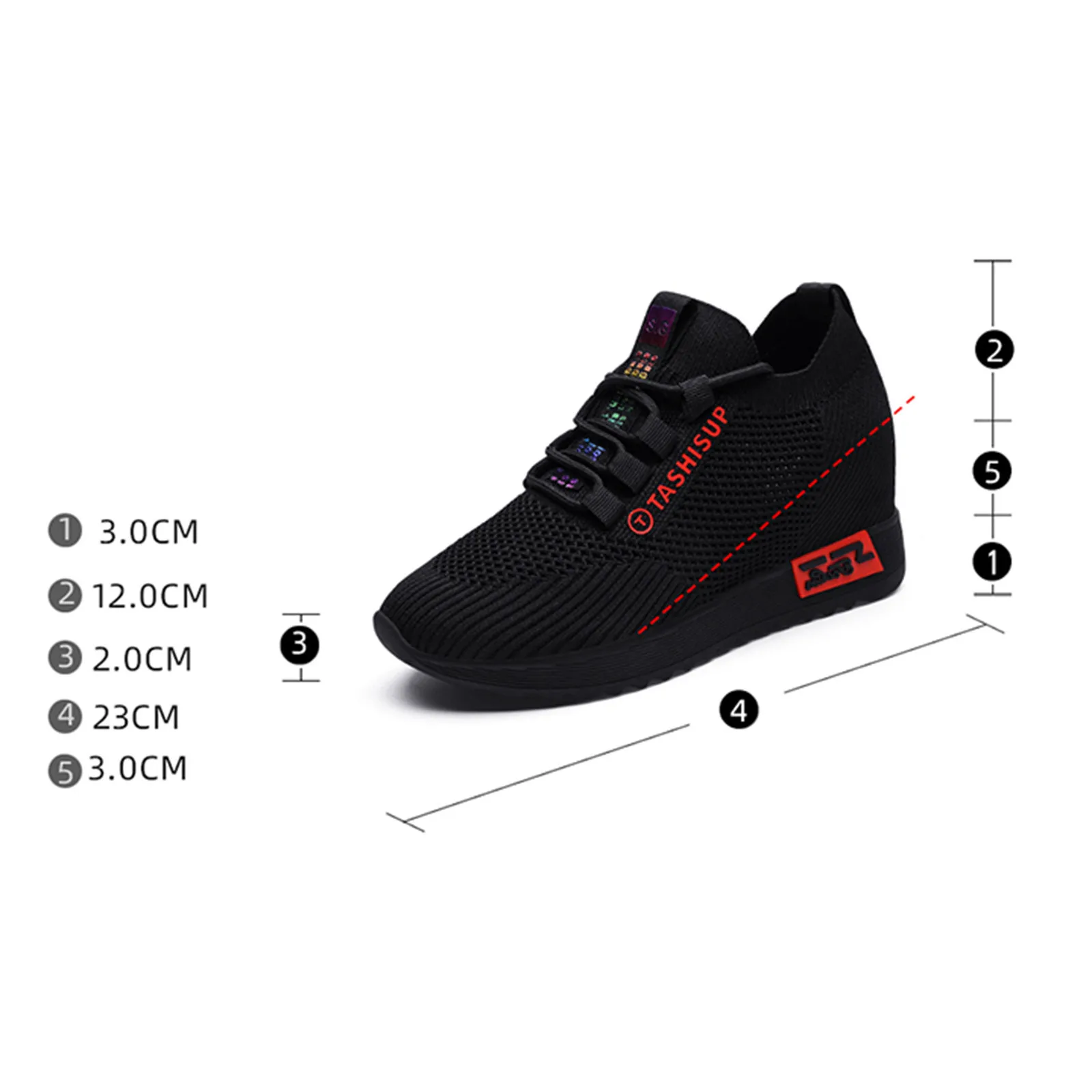 Women Ladies' Inner Heightening Mesh Wedge Casual Sports Shoes Sneakers High Heel Solid Color Women's Breathable Sport Shoes