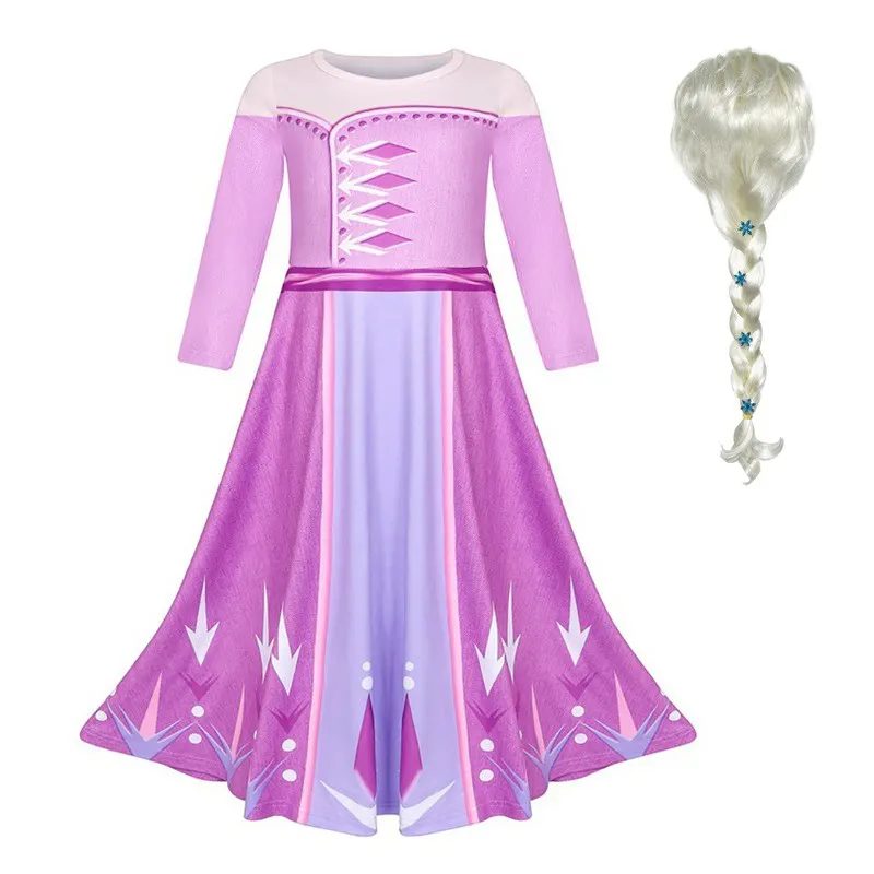 MUABABY для девочек; платье принцессы Эльзы 2; фиолетовая ночная рубашка с принтом; Детский Рождественский маскарадный костюм Снежной Королевы; повседневная одежда