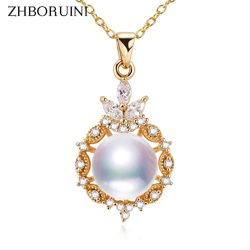 

ZHBORUIN High Quality Pearl Necklace Classic 100% Natural Pearl 14k Gold Filled Women Choker Pendant Wedding Fine Jewelry Gift