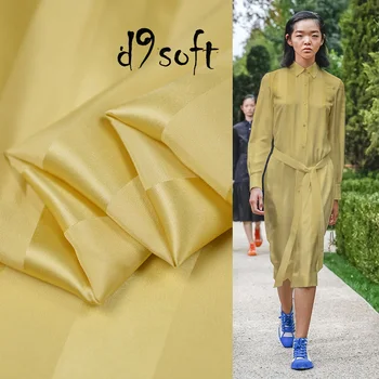 

100cm*113cm Jacquard Stripe Silk Gauze Charmeuse Fabric Warm Yellow