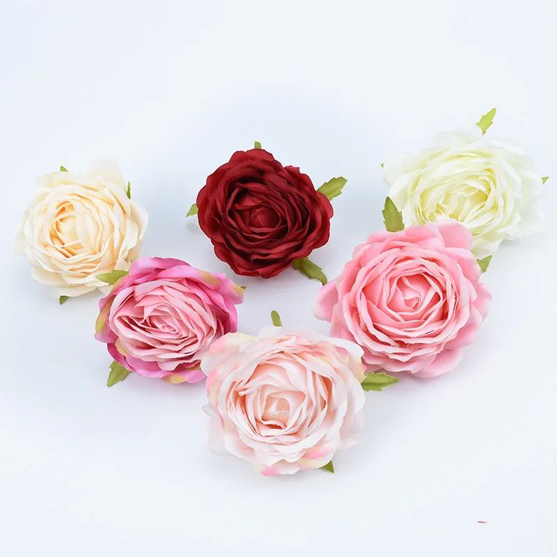 

20/30 PCS High grade silk roses heads vases for decoration artificial plants fake flowers for scrapbooking wedding home decor