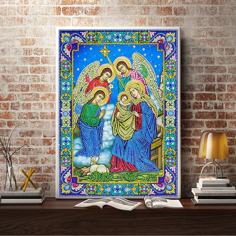 RUBOS 5D DIY Diamond Painting Angels Christmas Icon Diamond Embroidery Mosaic Big Bead Pearl Glass Stone Drill Sale New Decor (5)