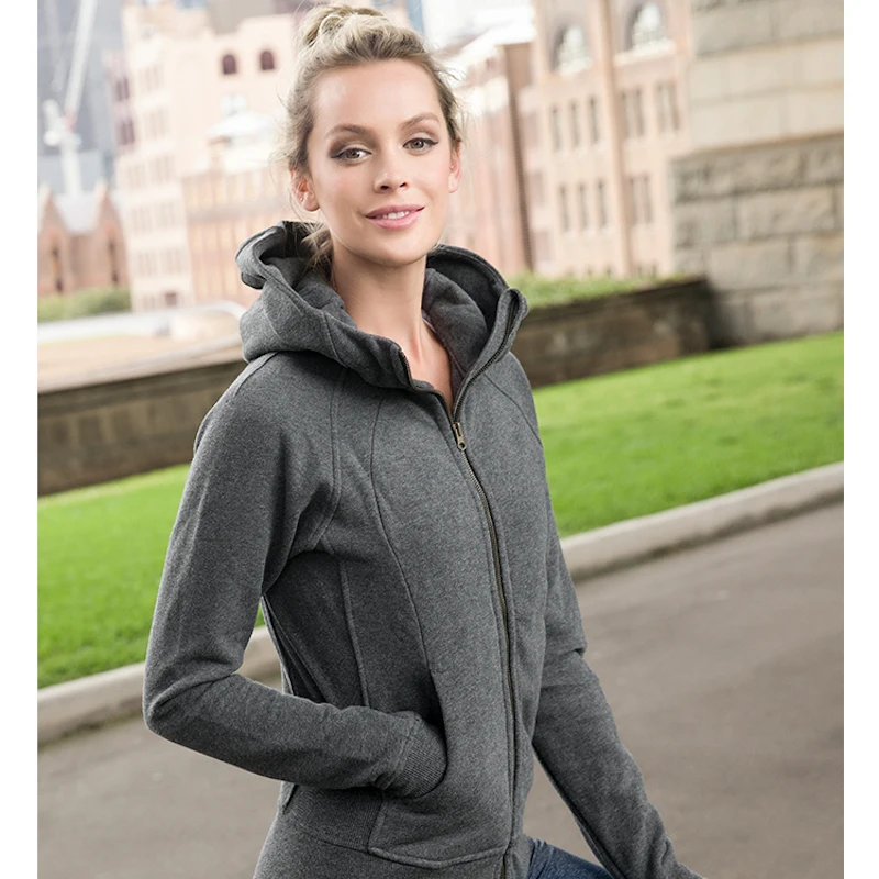 U17361 Женская флисовая спортивная куртка, толстовки с длинным рукавом для фитнеса, йоги, бега, с капюшоном, на молнии спереди, топ, кардиган с музыкальным отверстием