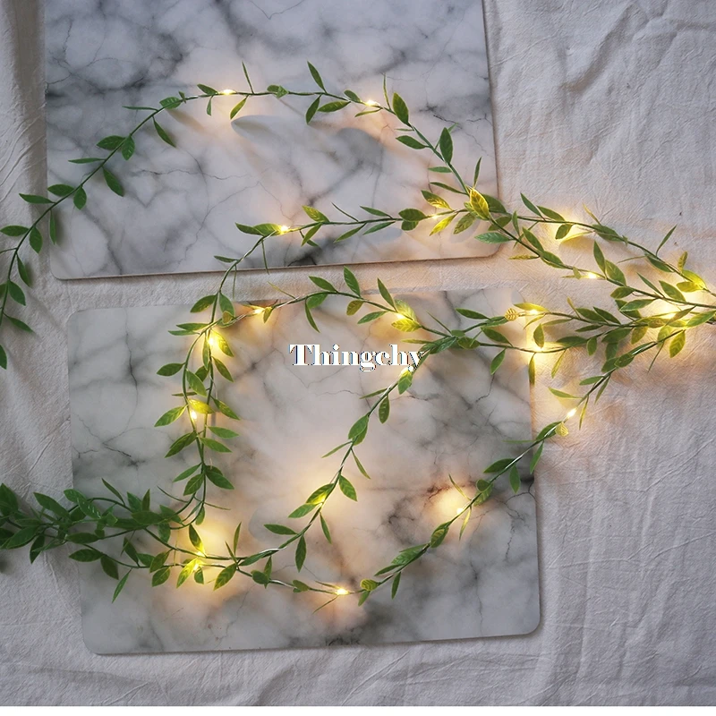 

2020 New Vines Branch Leaves decorative garland battery Copper LED fairy string lights for Spring wedding decoration party