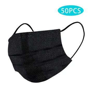 

Black Mask Disposable Mouth Cover 3-Layer Safety Non-woven Fabric Mask Filtration Soft Breathable Face Cover