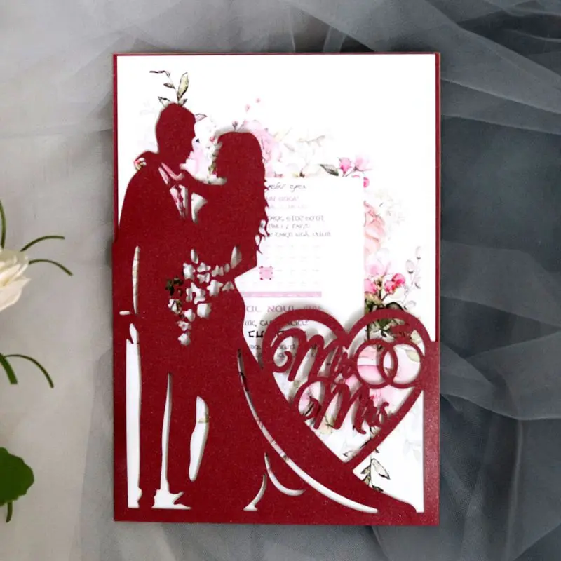 20 шт./компл. лазерная резка Mr& Mrs свадебные приглашения карты конверты для приглашений Комплект свадебный душ помолвка вечерние принадлежности