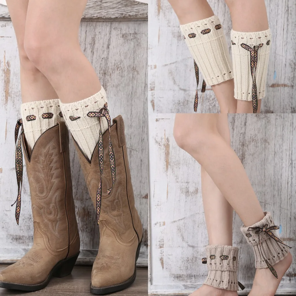 2020 трикотажные гетры для женщин с кружевами кроше веревка цвета слоновой кости