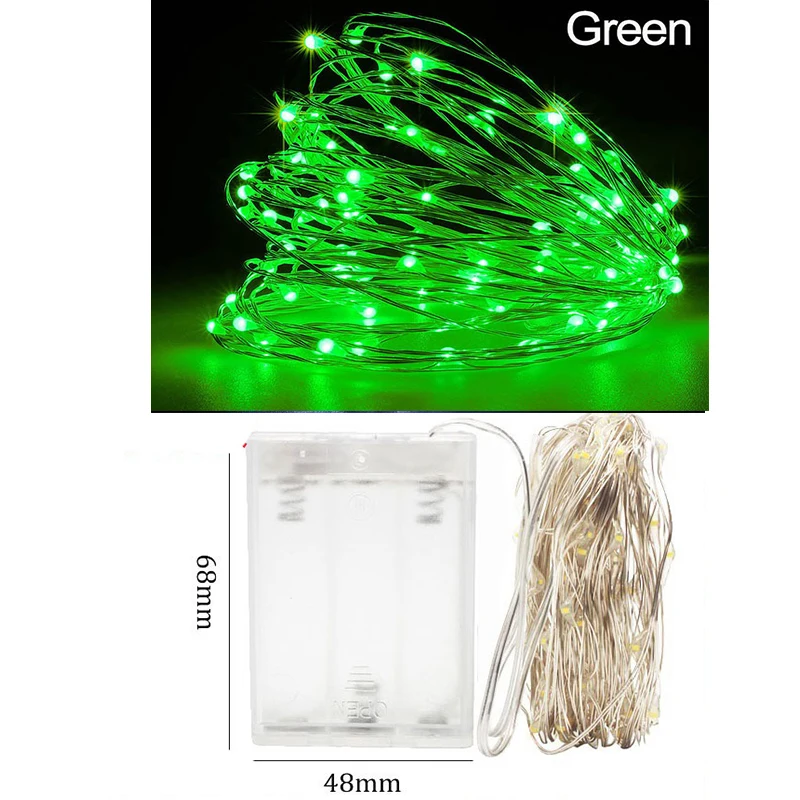 Рождественские украшения для дома 1 м 2 м сказочные мини гирлянды светодиодный светильники в форме винных бутылок медная проволока новогодний декор - Цвет: AA battery Green