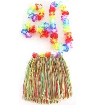 

5pcs/SET Party Grass Skirt Hawaiian Luau Garland Headband Wristband Hula Skirt Fancy Dress Holiday Party Clothing
